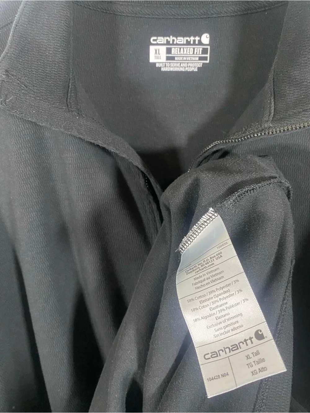 Carhartt Men's Black Half-Zip Pullover with Kangaroo Pocket